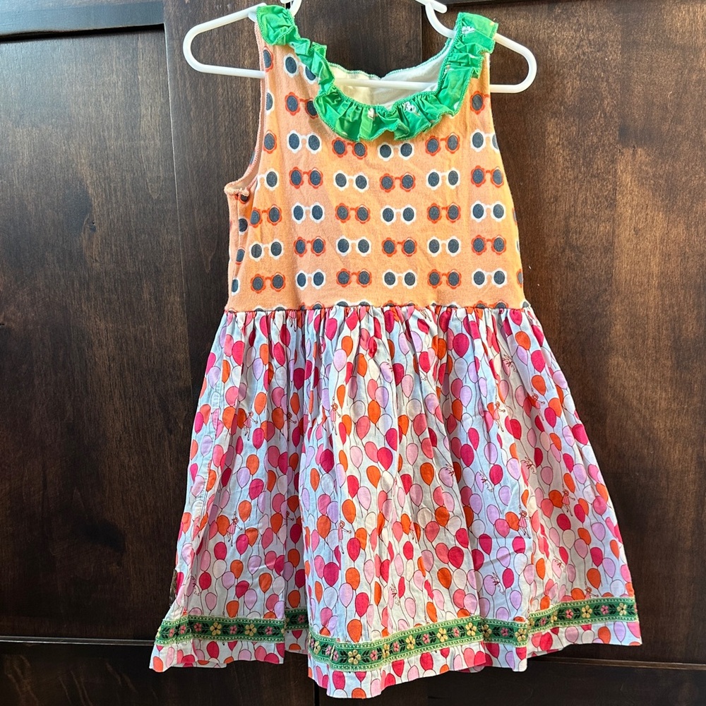 Colorful Balloon Print Dress with Green Accents